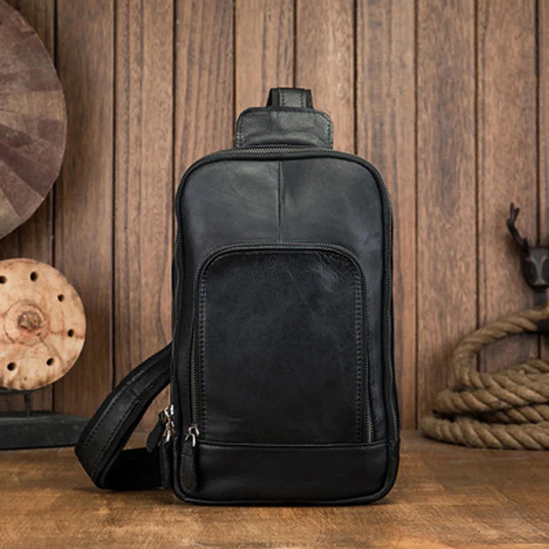 

Нагрудная сумка ручной работы из воловьей кожи, мужская сумочка на плечо, японский и корейский тренд, повседневный кожаный мессенджер