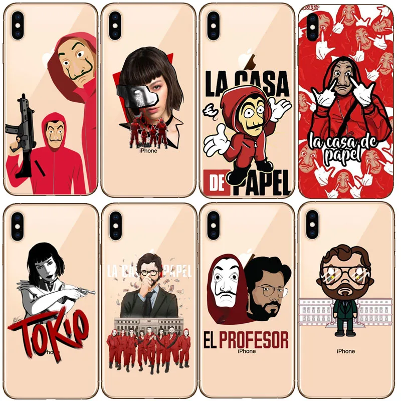 Чехол для телефона La casa de papel Tokio прозрачный мягкий силиконовый ТПУ задняя крышка