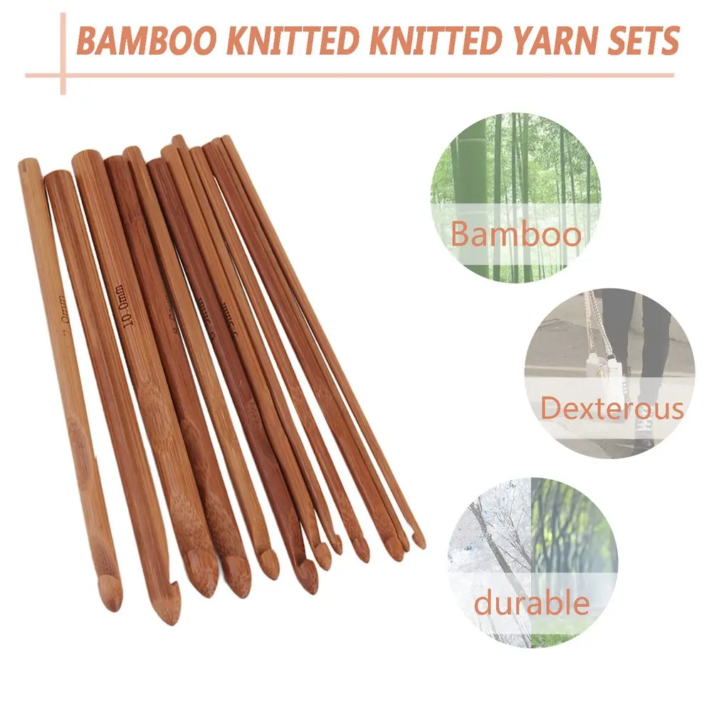 Горячая 12 размер бамбуковая ручка крючком крючок вязаная Пряжа Ремесло Набор
