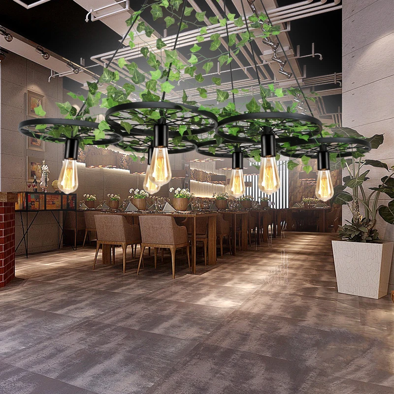 Clothing Store Retro Plant Industrial Pendant Lamp
