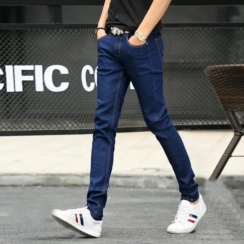 

Men Jeans Fashion Hip Hop Skinny Slim Fit Solid Jeans for Men Spring High Stretch Patchwork Denim Straight Pants Plus Size
