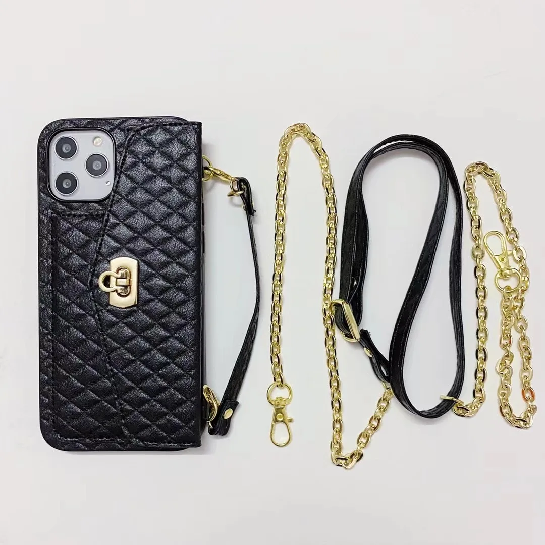 

case for iphone 12 mini 11 pro xs max xr x 7 8 plus se 2020 cover wallet card grid leather strap chain belt shockproof holder ph