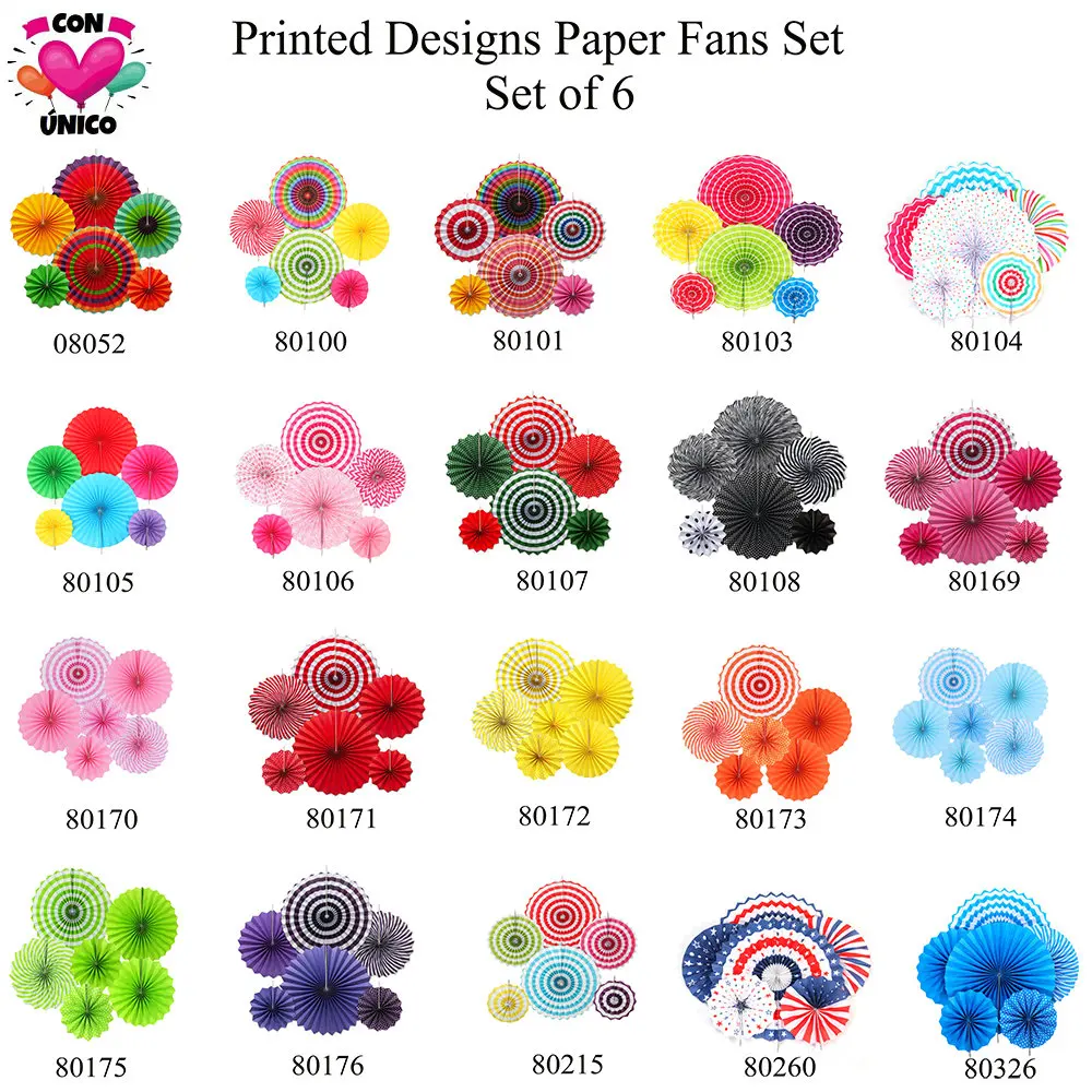 Набор из 6 вееров розовой золотой фольги для украшения свадьбы дня рождения