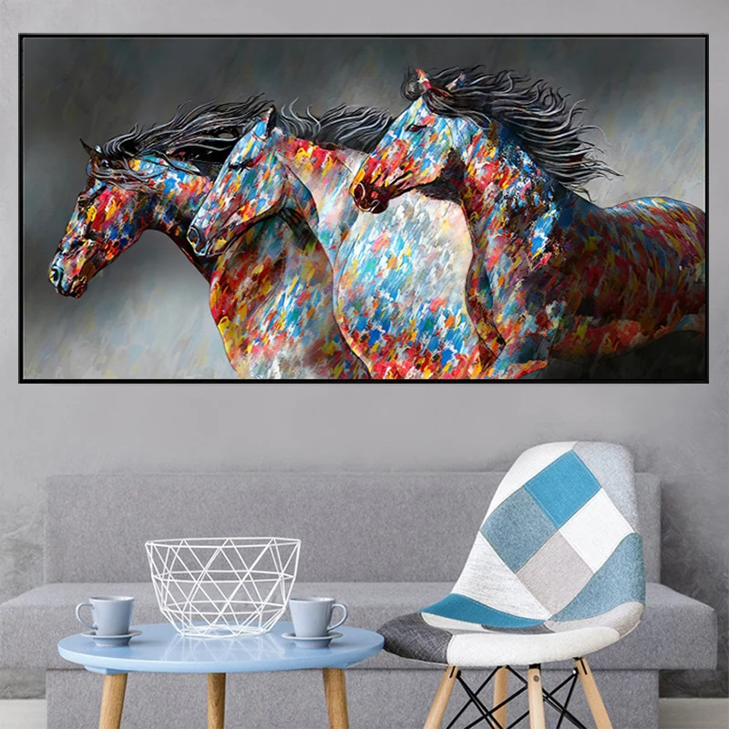 

Abstract Running Horses Canvas Paintings on The Wall Art Posters and Prints Animals Art Pictures for Living Room Decor Cuadros