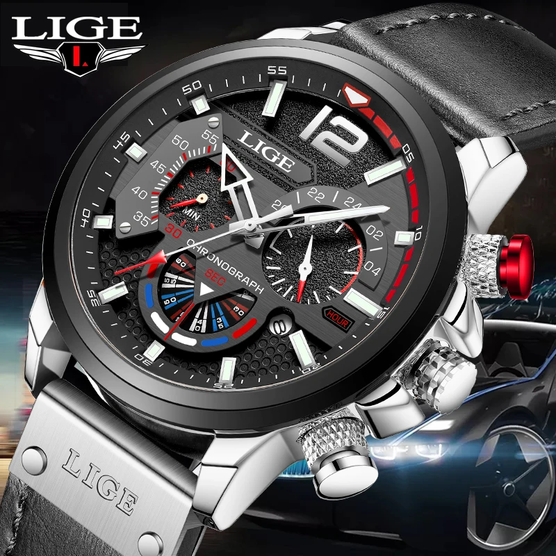 

2022 Mens Watches Silicone Strap Waterproof Watch For Men LIGE Top Brand Luxury Sports Men Quartz Wristwatch Relogio Masculino