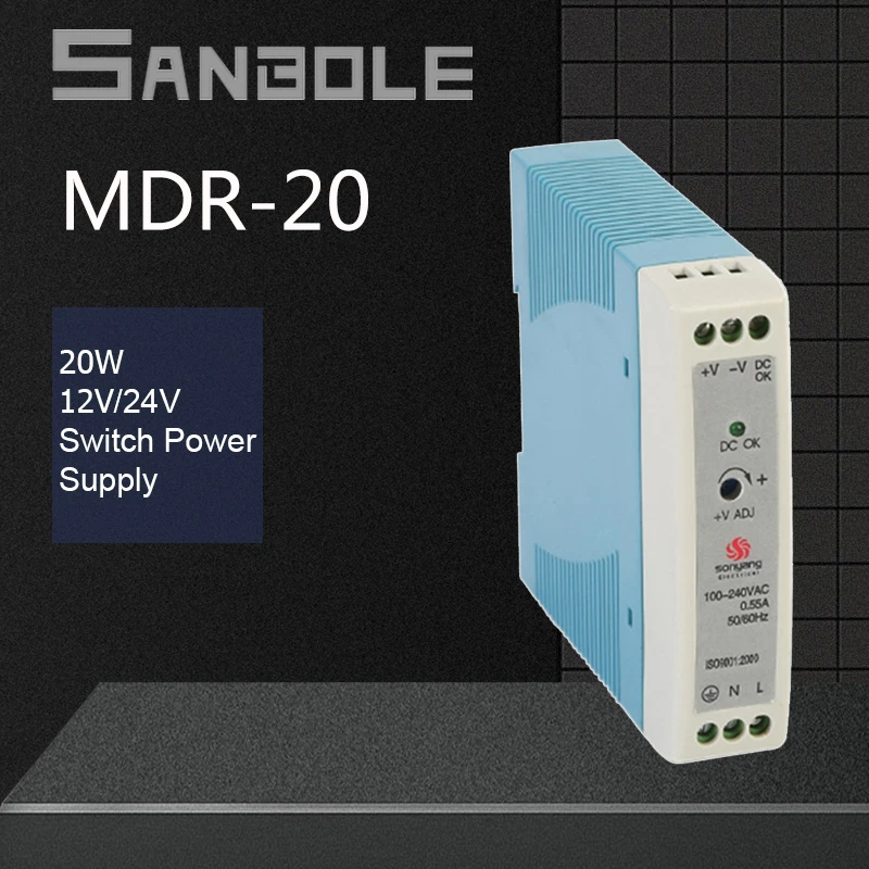 MDR 20W 12V24V на din рейке Тип Led Импульсный источник питания для медицинской помощи