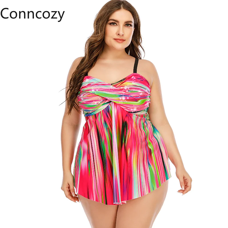 

Комплект бикини размера плюс, женский купальник, комплект бикини с высокой талией, сексуальный купальный костюм из двух предметов, размера ...