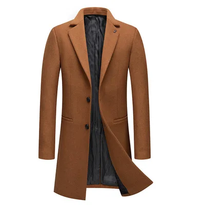

woolen medium-length winter Autumn and overcoat men's coat with cotton thickened woolen coat winter coat men