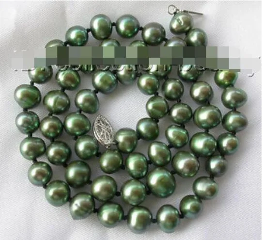 17 дюймов потрясающее 7 8 мм круглое зеленое пресноводное культивированное