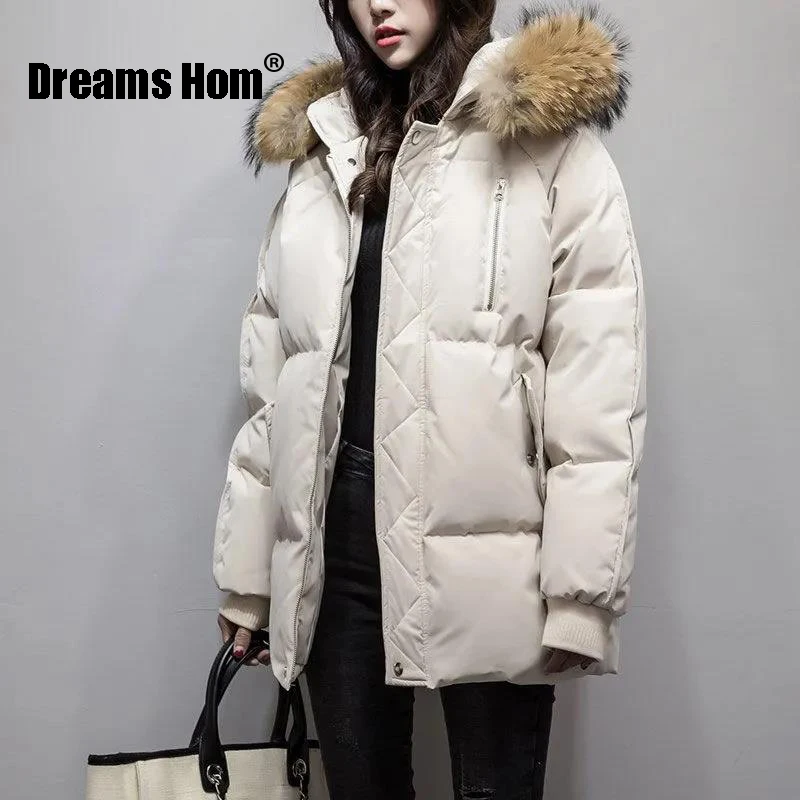 

2021 New Hooded Overcoat Parka 3XL Down Padded Jacket Women Winter Cotton Coat Jackets Loose Korean Zipper Outerwear Female