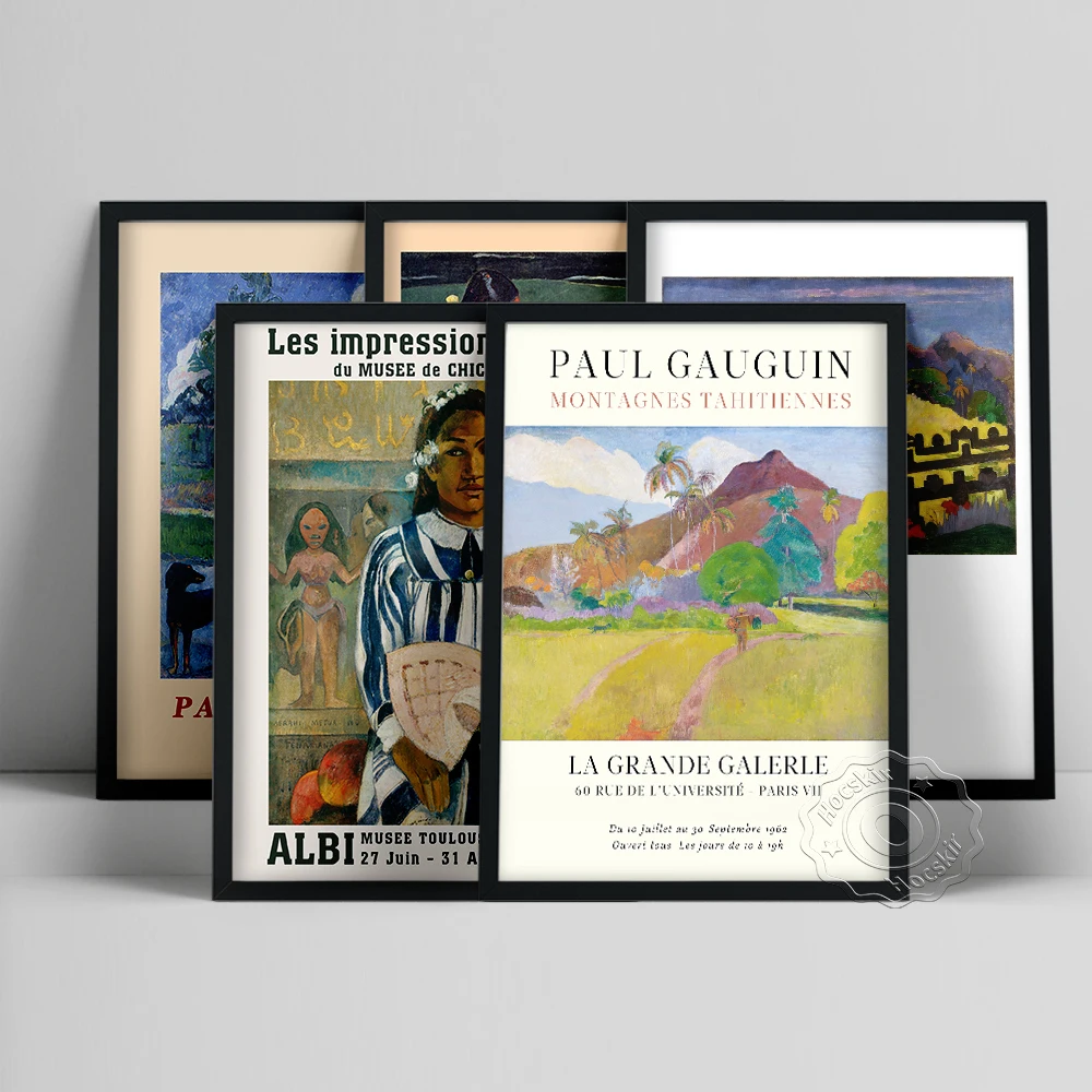 

Paul Gauguin Exhibition Poster, Gauguin Tahitian Woman On The Beach The Sacred Mountain Oil Painting, Figure Scenery Wall Decor