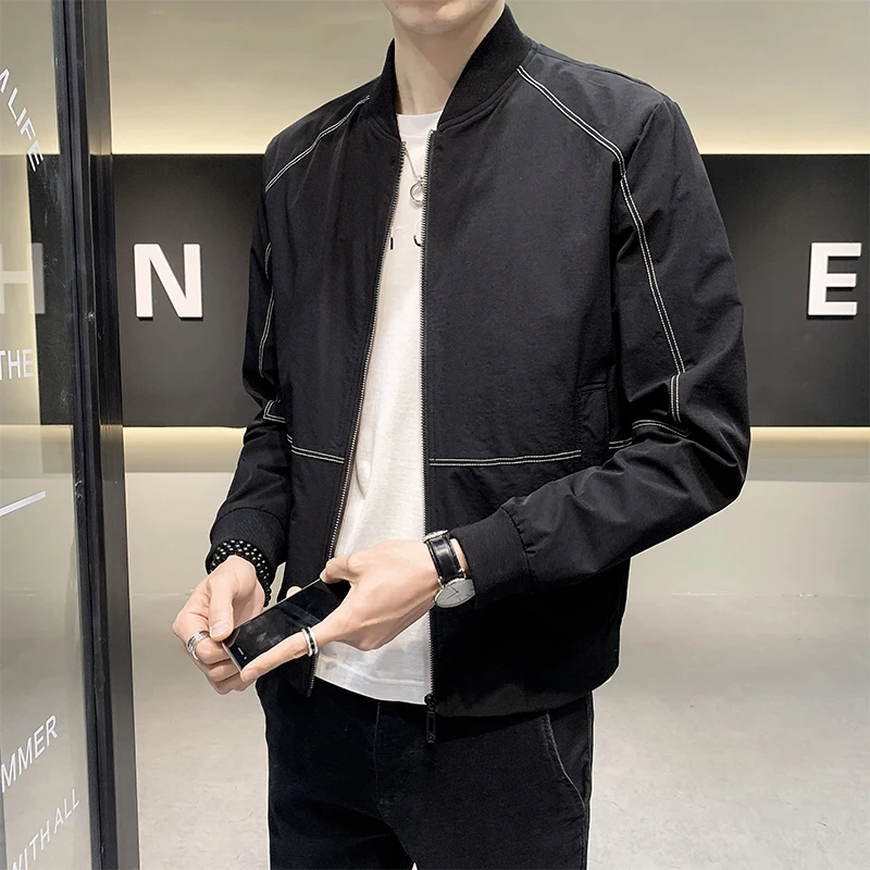 

Black Jackets for Men Brand Youthful Vitality Varsity Jacket Men Spring Autumn Coat Chaqueta De Los Hombres Jackets BG50JS