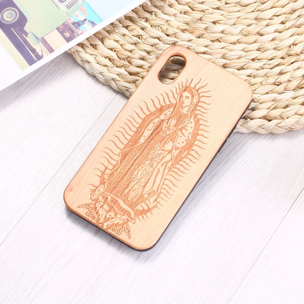 

Virgin of Guadalupe Engraved Wood Phone Case Coque Funda For iPhone12 6 6S 6Plus 7 7Plus 8 8Plus XR X XS Max 11 Pro Max