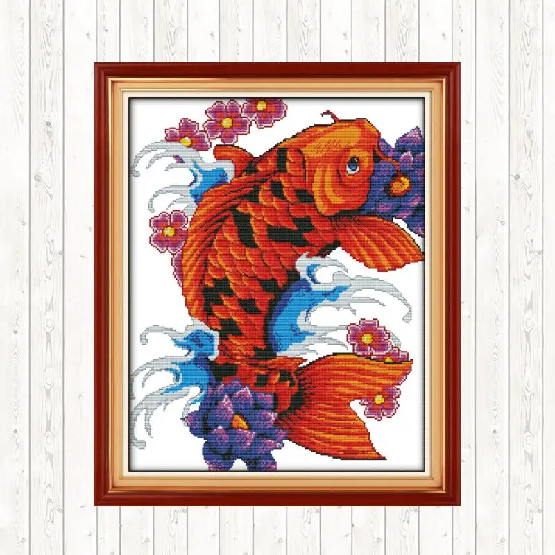 Набор для вышивки крестиком с изображением рыбок 14CT 11CT | Дом и сад