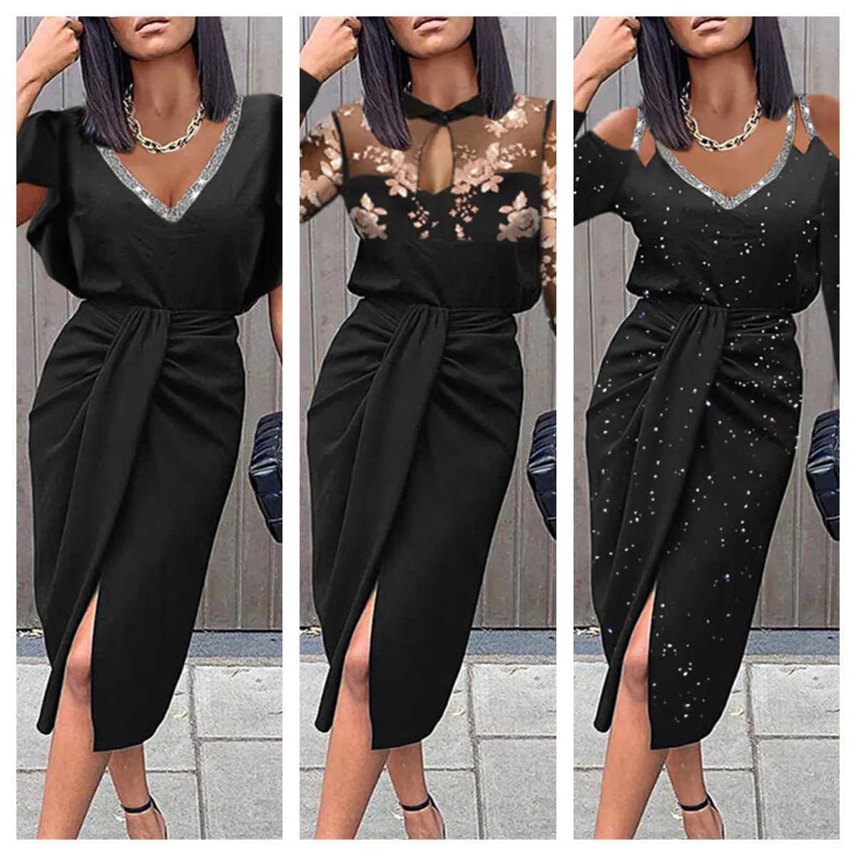 

Women's Midi Dress Summer 2021 New Lace Round Neck Party Dresses