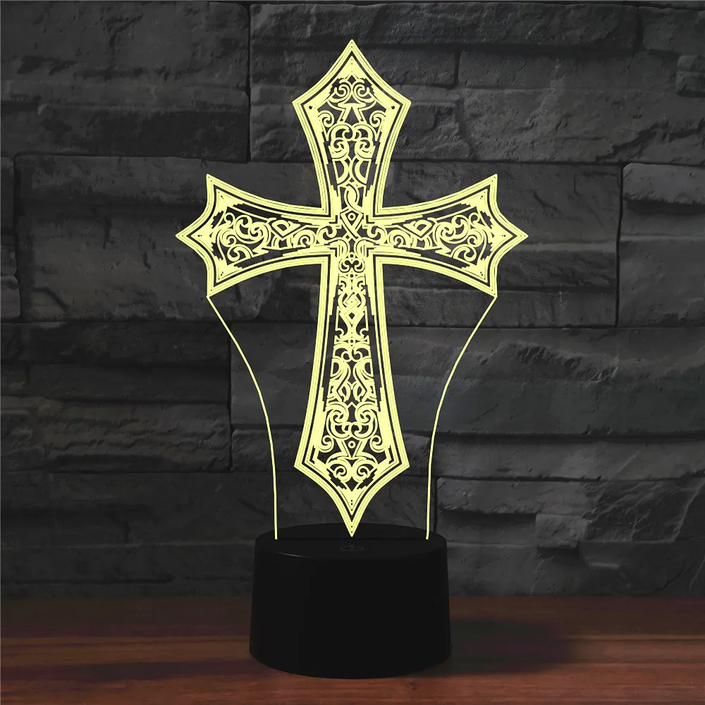 

Creative Cross Model 3D Illusion Table Lamp LED 7 Color Change Night Light Baby Child Sleep Lighting Home Bedroom Decoration
