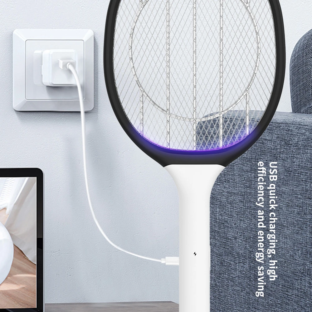 

Killer Lamp 2 In 1 Electric Mosquito Swatter Fly Summer Cordless Pest Control Bug Zapper Indoor Outdoor Racket USB Rechargeable