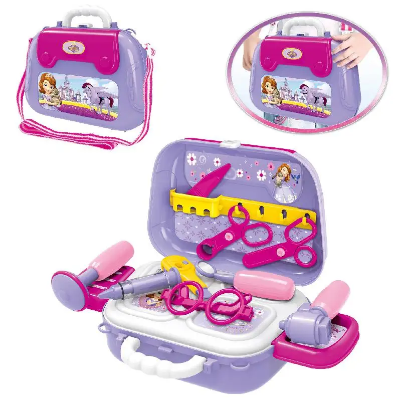 

Disney children's simulation play toys Princess Frozen cosmetic bag Minnie kitchenware Mickey tool backpack Christmas gift
