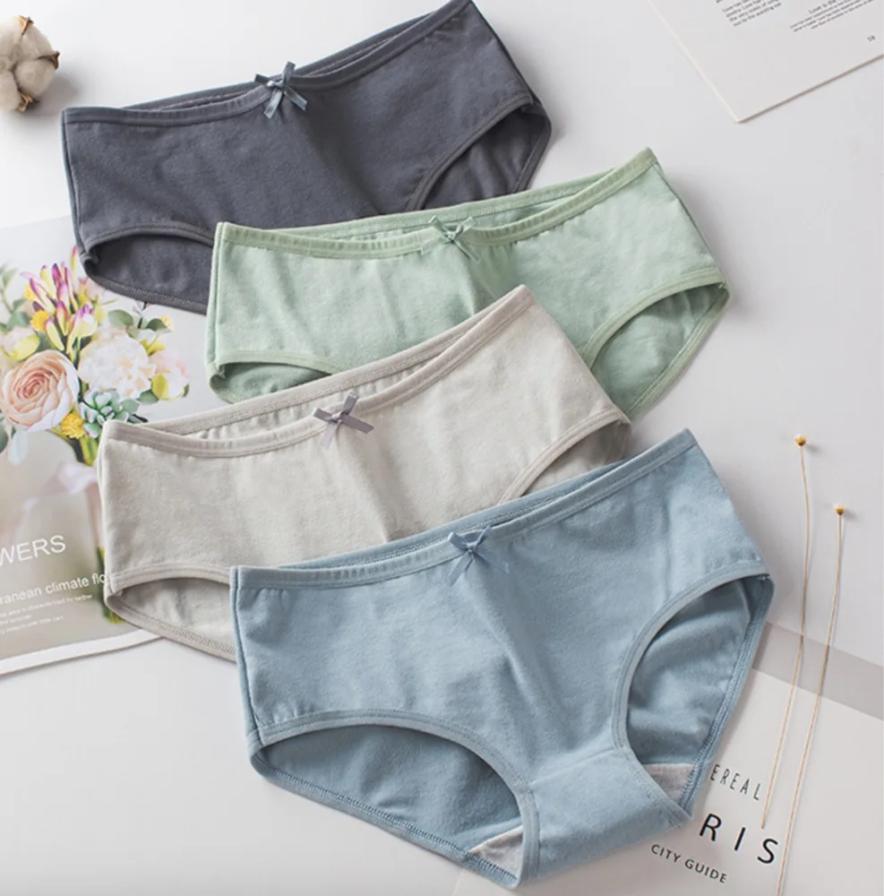 Хлопковые трусики женские Однотонные трусы полосатые сексуальное нижнее белье