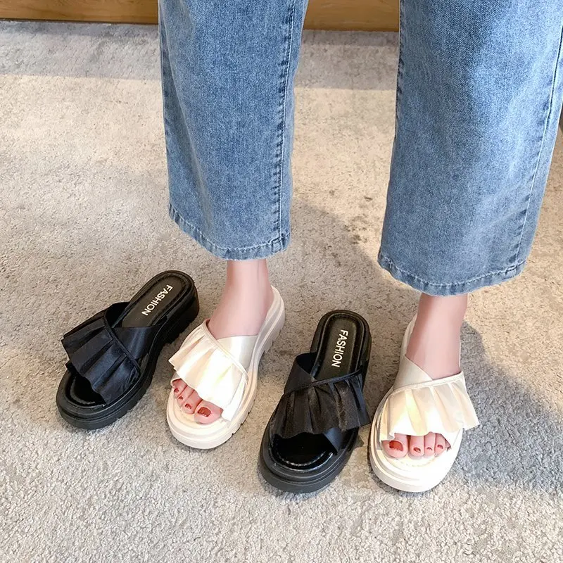 

Slippers Women Summer Shoes Luxury Slides Platform Med Pantofle Designer Flat 2021 Soft PU Concise Rubber Fashion Shoes Woman 20