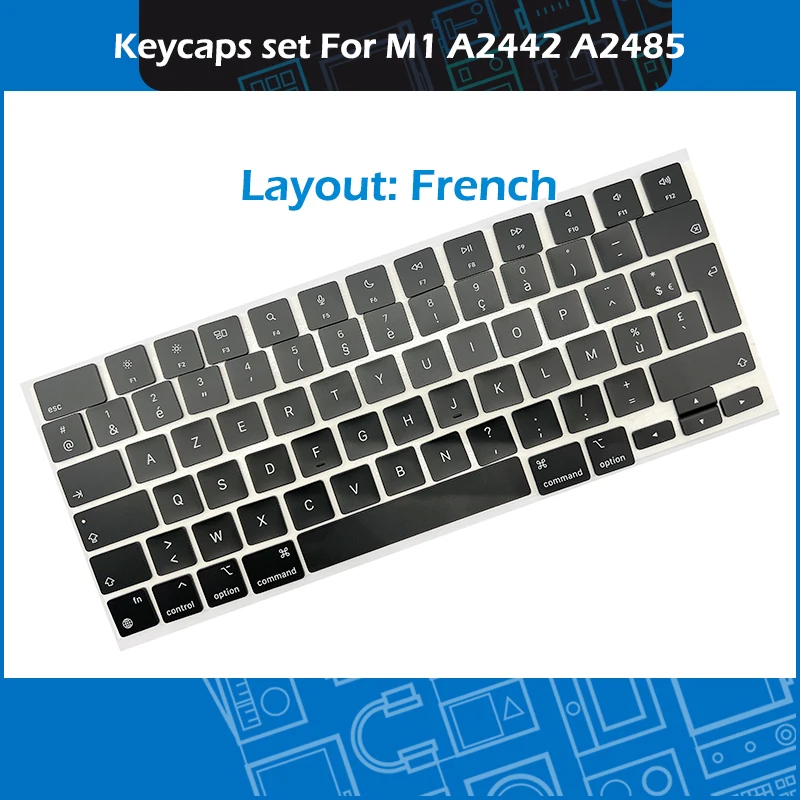 

Laptop A2442 A2485 A2681 Français Keycap Keys Key Cap Azerty For Macbook Pro Retina M1 14" 16" 2021 Air 13" M2 Keyboard Repair
