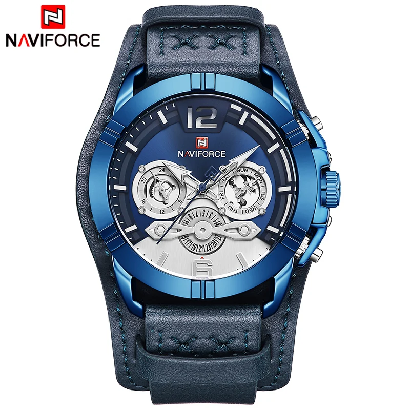 NAVIFORCE Роскошные Брендовые мужские модные спортивные часы кварцевые наручные