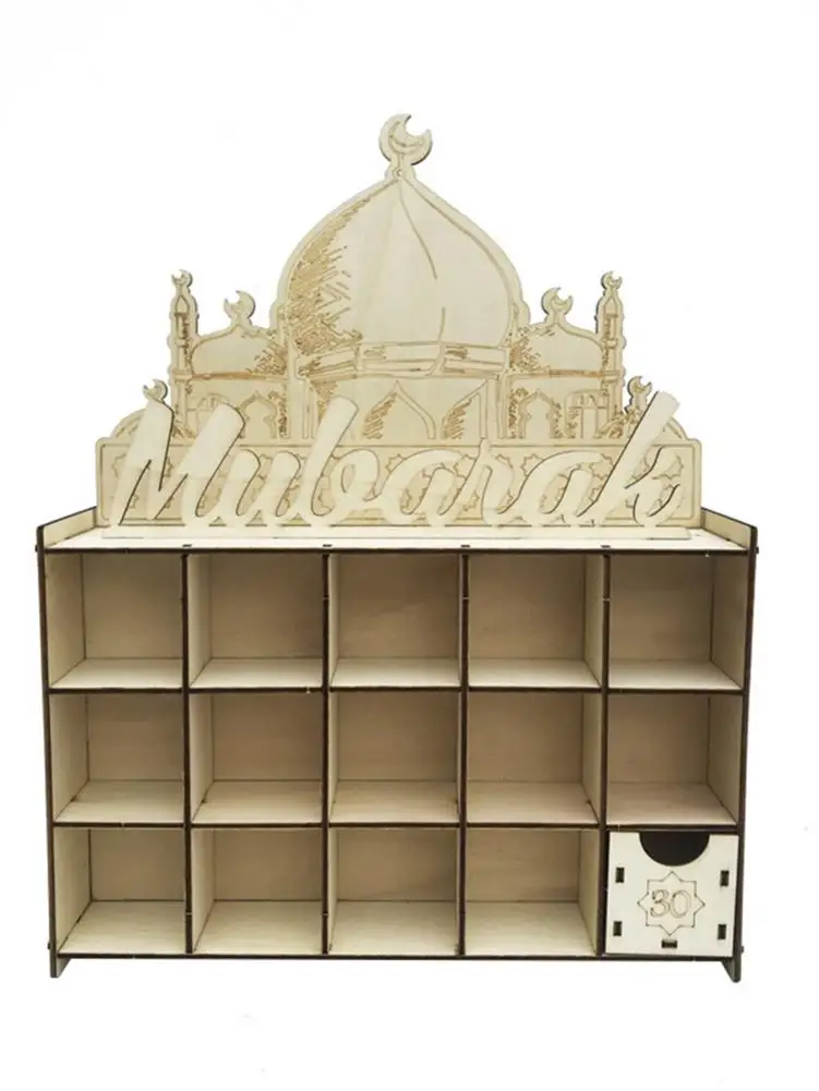 

Countdown Calendar Ornament Eid Mubarak Practical Wooden Calendar Decoration Festivals Gifts Basswood Material