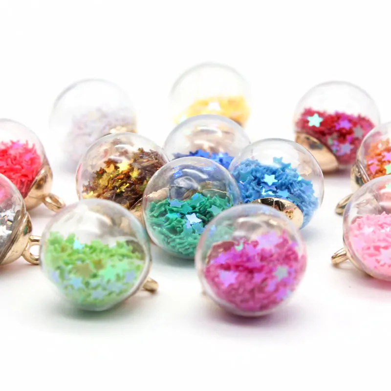 

Круглые прозрачные стеклянные серьги в виде пентаграммы с блестками, 5 звёзд, 15,5 мм, «сделай сам», ювелирные аксессуары, рождественские укра...