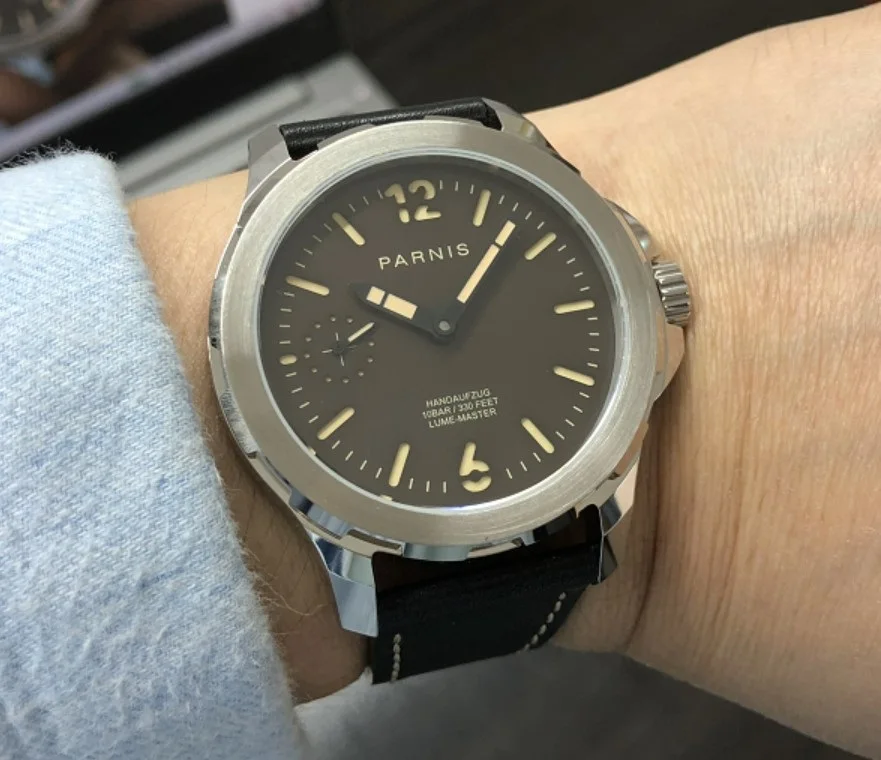 Сапфировое стекло 44 мм светильник кофейного цвета циферблат Азиатский 6497 17