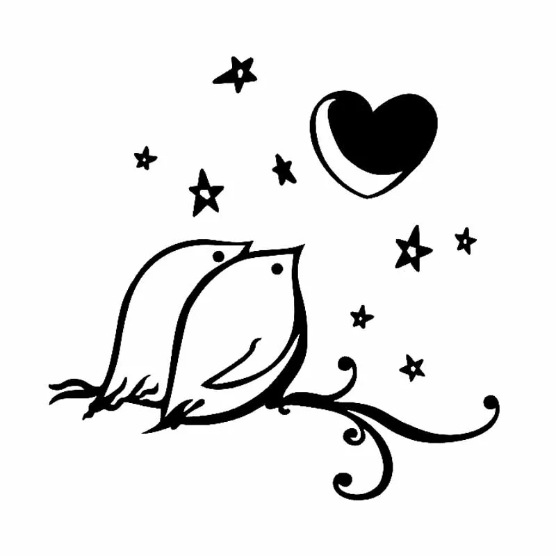 

Car Stickers Cute Birds and Cute Stars Car Stickers Black/silver 16CM* 15.7cm