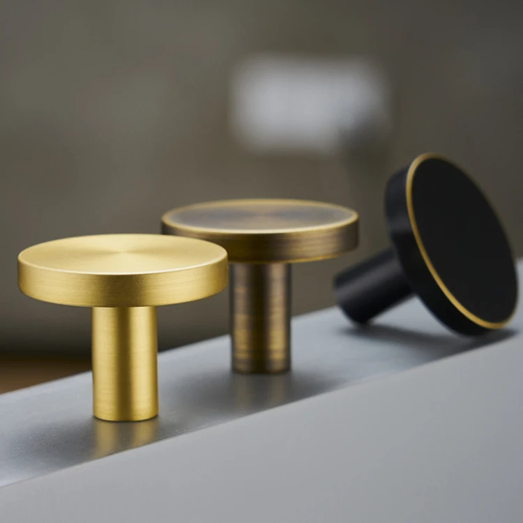 Золотая латунь простая ручка для шкафа ручки круглой формы черные латунные