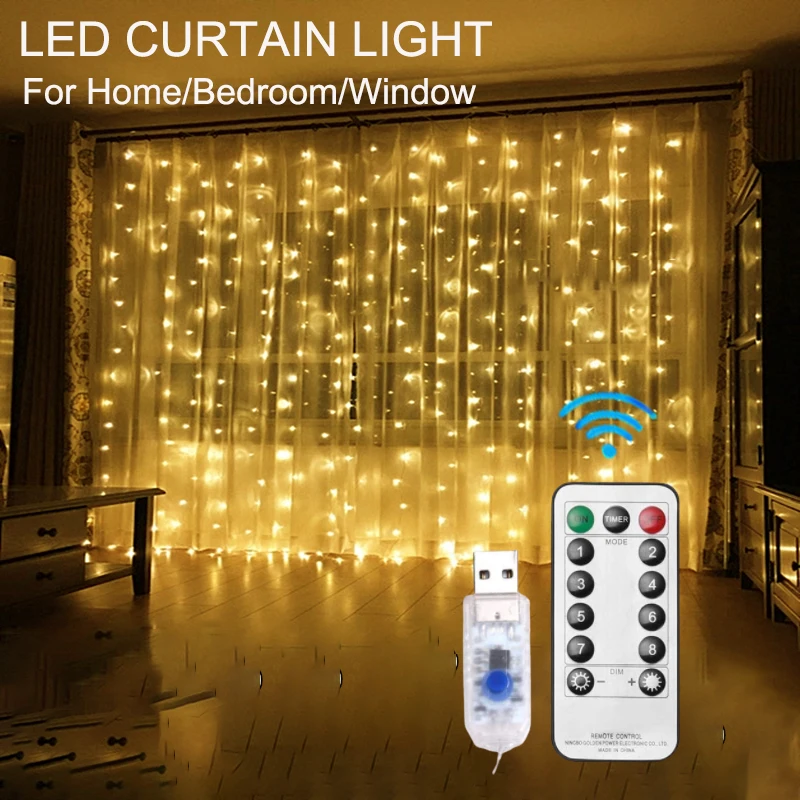 

СВЕТОДИОДНАЯ Гирлянда-занавеска с дистанционным управлением, 3 м