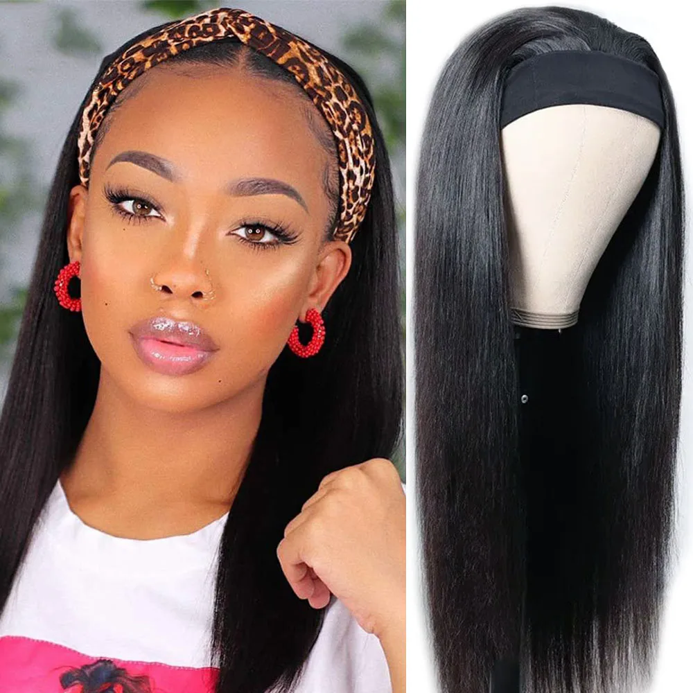 

HeadBand Wigs Cheap Human Hair Wigs For Women Brazilian Straight Human Hair Wigs Full Machine Made Wigs With Headband 180% Remy