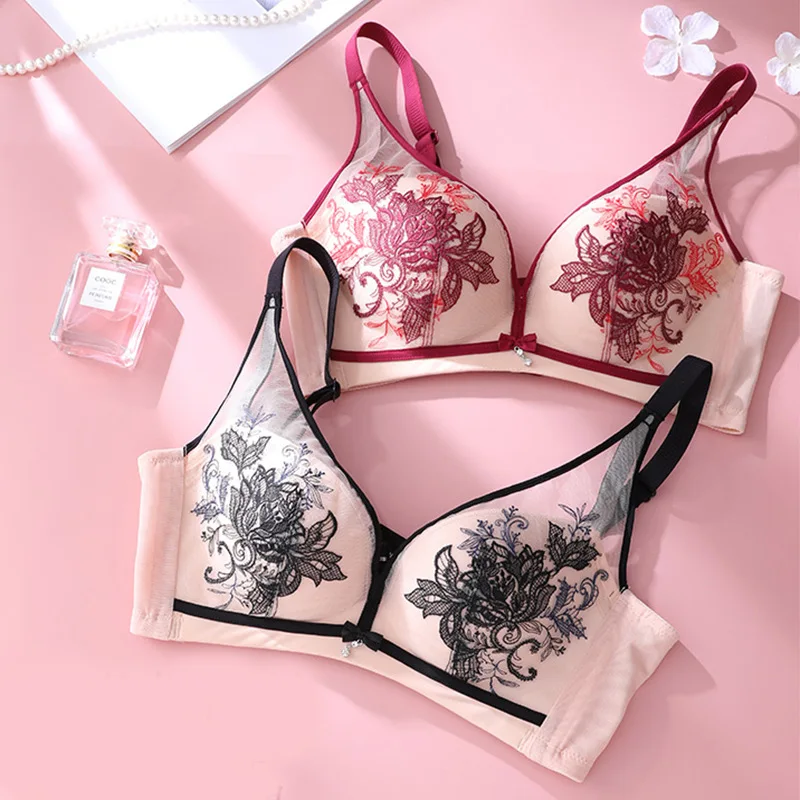 

Womens Small Breast Push Up Bra Bow AAA Cz Deco Wirefree Beautiful underwear Padded Daily T-shirt Bra Underwear 32A 32B 34A 34B