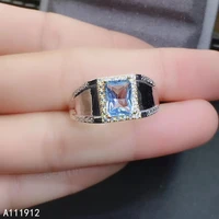 kjjeaxcmy fine jewelry natural blue topaz 925 sterling silver new women men ring support test exquisite