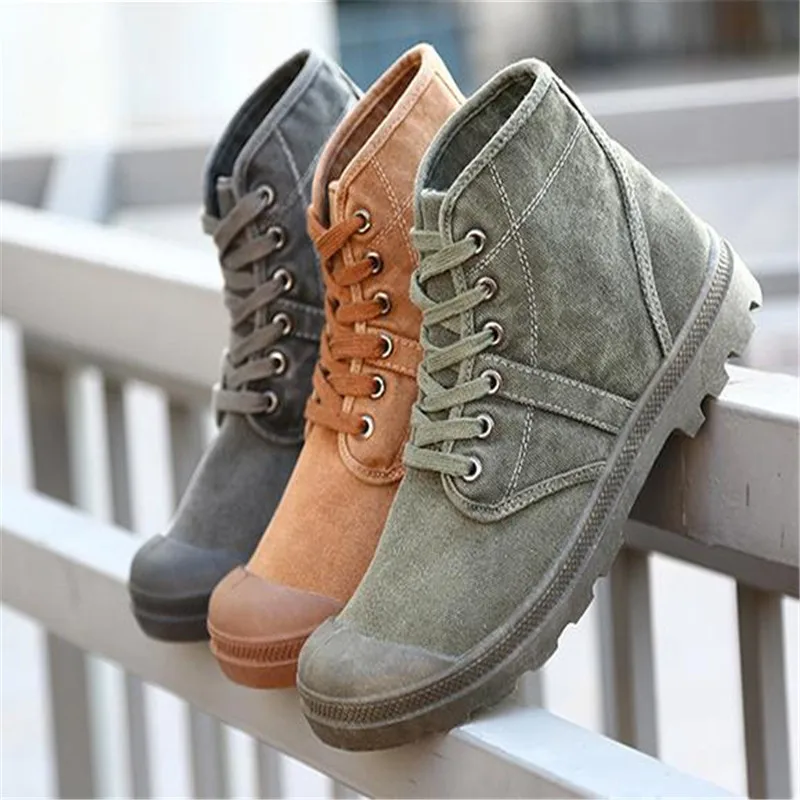 Туфли мужские высокие из денима на шнуровке повседневные износостойкие