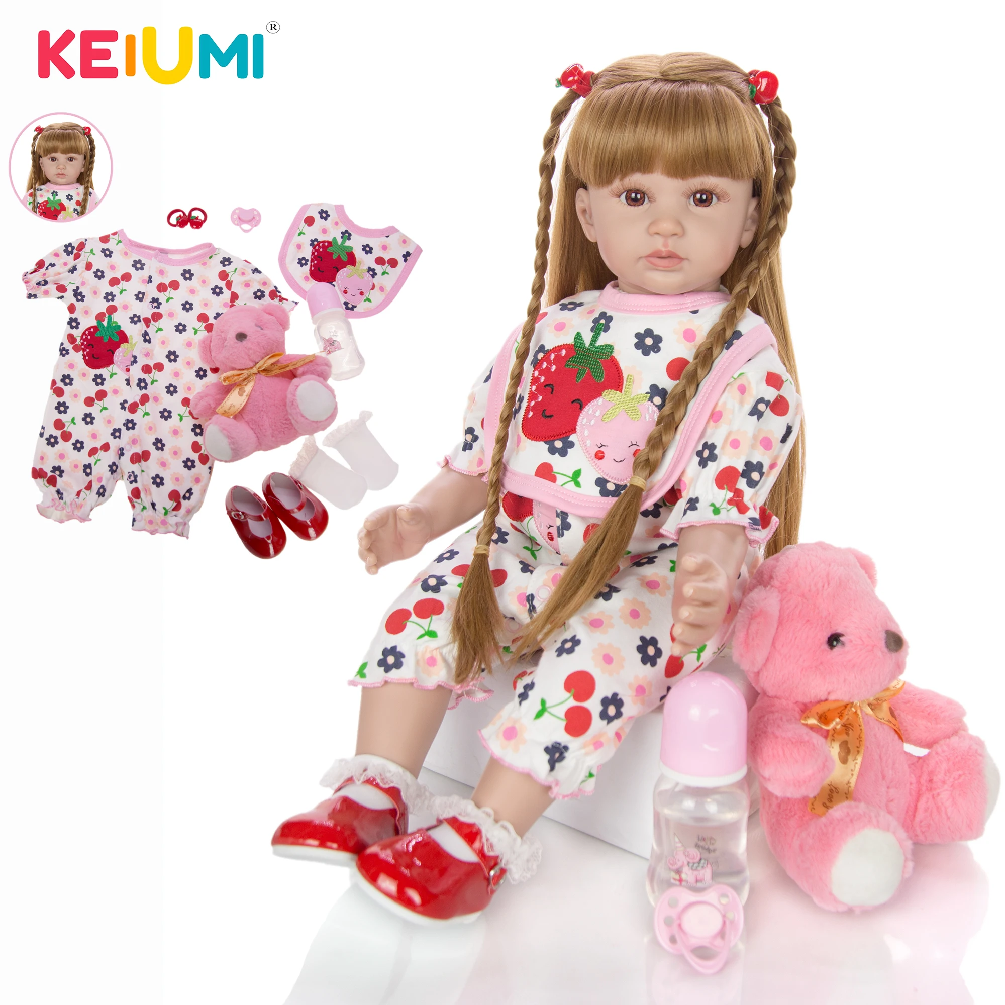 

KEIUMI Fashion Princess Realistic Reborn Baby Dolls 60 cm Silicone Stuffed Dolls Boneca Reborn For kids playmates Brithday Gifts
