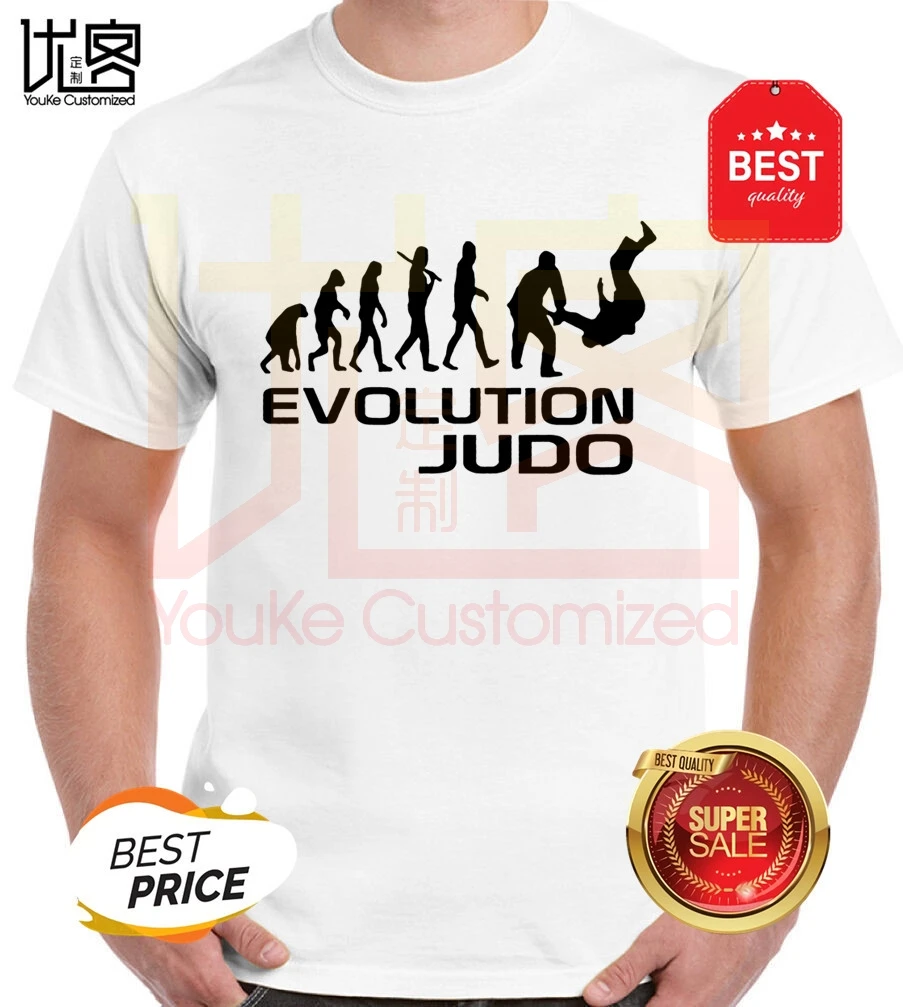 Эволюция дзюдо забавная взрослая Футболка мужская летняя 100% хлопковая команда