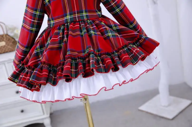 

British Plaid Lolita Spanish Princess Gown Kids Clothing Long Sleeve Birthday Party Easter Dress For Girls L681