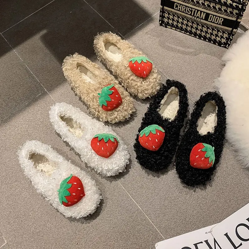 

Warm Furry Women Shoes Winter Fur Flats Loafers New Casual Shoes Soft Bottom Outdoor Autumn Shoes Woman Luxury Flats