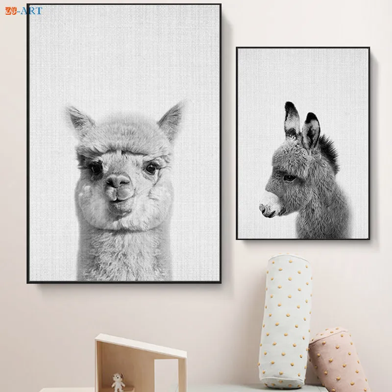 Черный белый цвет для постеры с животными и принты жираф стены искусства картины