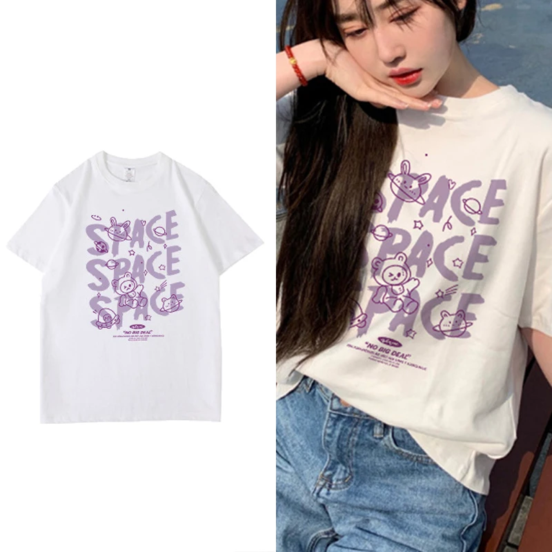 Хлопковая футболка Rainbowwaves с буквенным принтом уличная одежда летняя большого