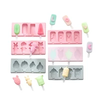 ice cream mold 4 cell silicone ice cube tray reusable cartoon popsicle mould diy homemade freezer ice maker 22 4 x 9 3 x 2 4 cm