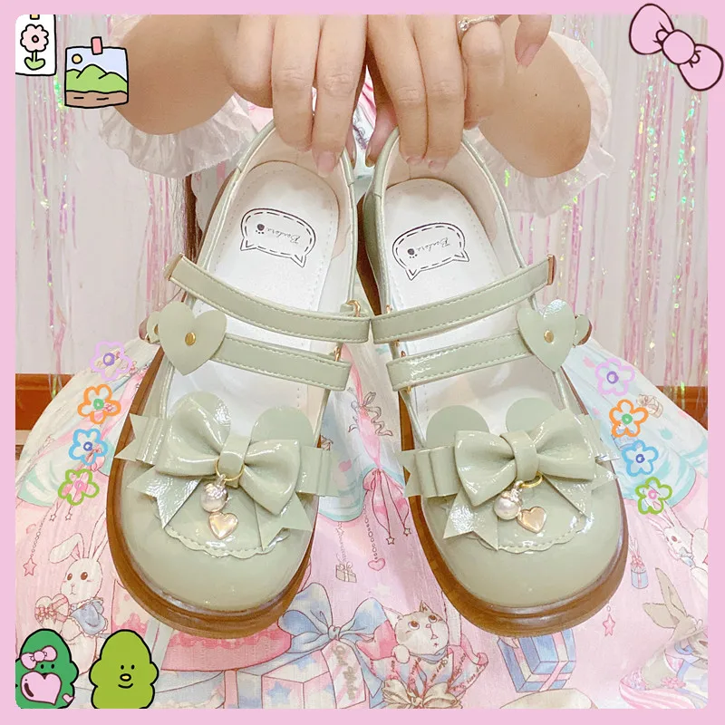 

Lolita Japanese Mary Jane cute loli shoes student round head leather bowknot shoes shallow mouth kawaii shoes cosplay loli cos