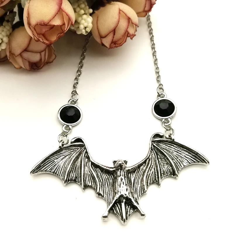 Ожерелье с подвеской летучая мышь из нержавеющей стали черной эмалью для мужчин