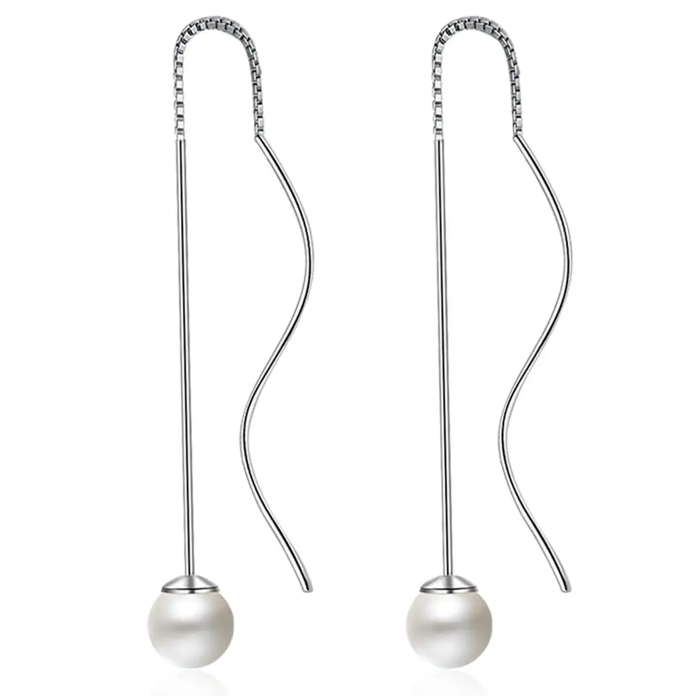 Чандлер бусина жемчужная капля волнистая линия серьги цвет простая нить