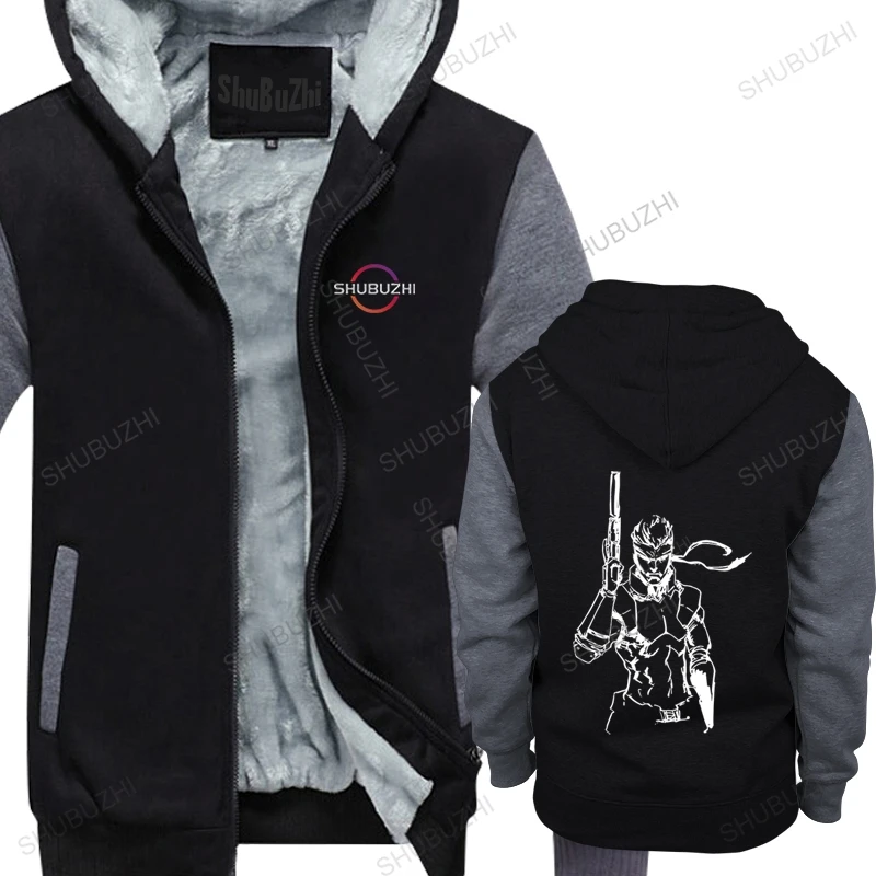 

Mens streetwear hooded zipper black thick hoody New Metal Gear Solid Snake oversized unisex winter casual hoodies brand clothing