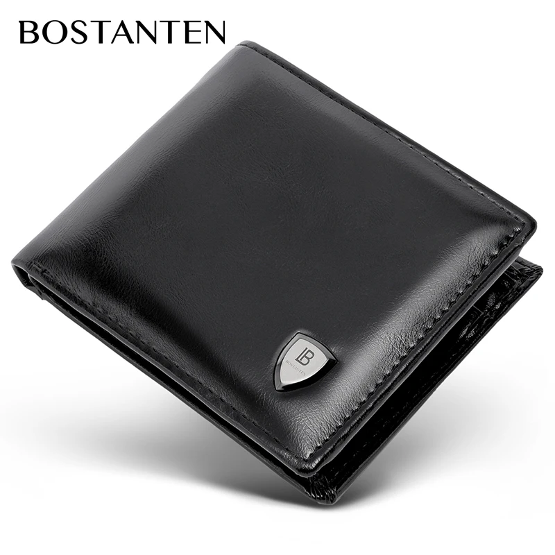 

BOSTANTEN Men's PU Leather Tri-fold Wallet Clasp and Zipper Coin Purse Wallet For Men