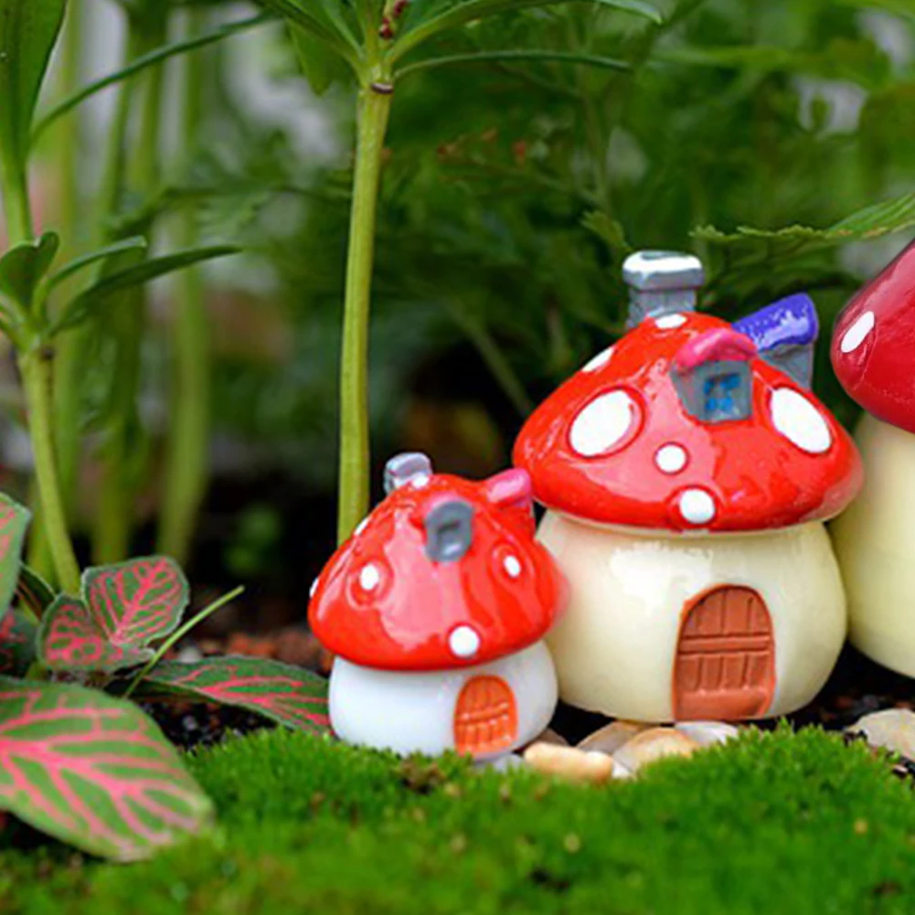 

Kids Toys Mushroom Landscape Office Decoration 3.5cm 2.5cm 2cm Artificial Coffee Tables Mini House Fairy Garden Craft 3PCS