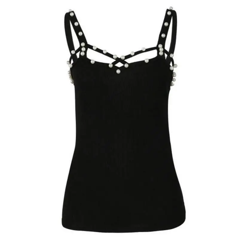 Летний Новый Стиль женское платье сексуальная майка с бусинами маленький жилет